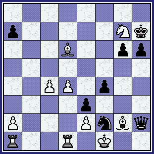    The second player has just played his Knight to f2  ...  what is Black's threat?  (gcg_iva-yus_br91-pos19.gif, 45 KB)   