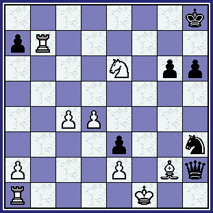    Black hides his King in the corner ... White is almost out of tricks.  (gcg_iva-yus_br91-pos22.gif, 45 KB)   