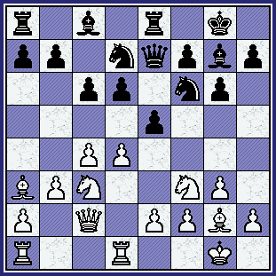    With the Bishop on a3, White sets up a nasty pin. But will this piece be well-posted ... or simply out of the game?  (gcg_iva-yus_br91-pos5.gif, 45)   
