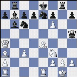   {Analysis position.}  Examining some of White's 19th-move alternatives.  