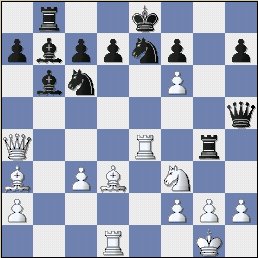   {Analysis position.}   Black's move 19...Qxf3; was not the best.  This position shows he could have defended better.  