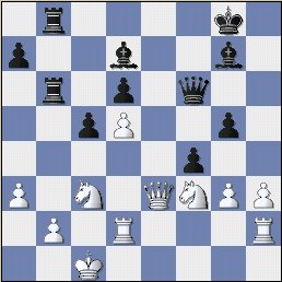     Black plays a nice move, booting the White Queen.  (muh-gol_diag_21.jpg, 21 KB)    