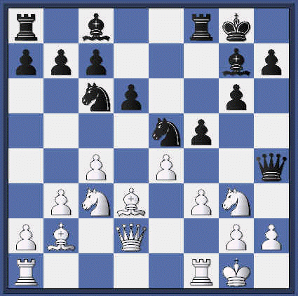   Black begins an assault, although it is relatively early in this game. (pol-nez_rp1g0_pos3.gif, 89 KB)    